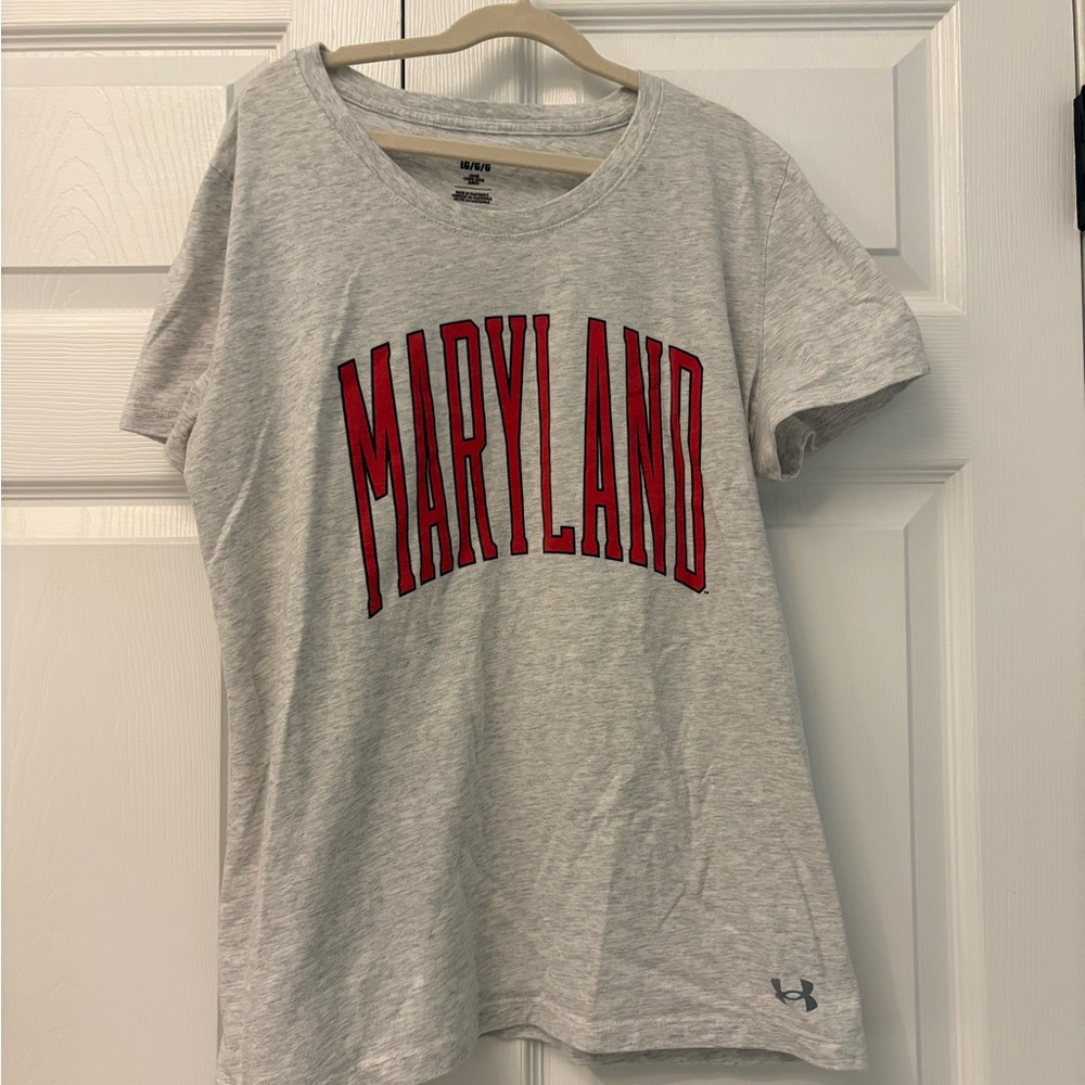 Women’s LG White Maryland T-Shirt with Under Armour Logo